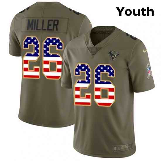Youth Nike Houston Texans 26 Lamar Miller Limited OliveUSA Flag 2017 Salute to Service NFL Jersey